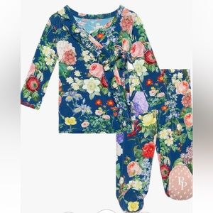 Posh Peanut Carmen Tie Front Ruffled Kimono set - size 0-3 months